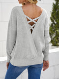 Crisscross Back Waffle-Knit Sweater