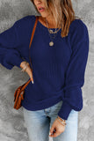 Tied Balloon Sleeve Round Neck Sweater