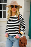 Warm Spice Striped Round Neck Sweater