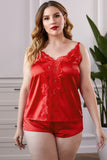 Plus Size Satin Cami Shorts Set