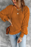 Tied Balloon Sleeve Round Neck Sweater