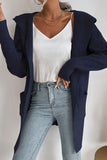 Ribbed Open Front Hooded Cardigan with Pockets