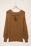 Tied Balloon Sleeve Round Neck Sweater