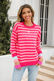 Warm Spice Striped Round Neck Sweater