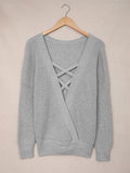 Crisscross Back Waffle-Knit Sweater